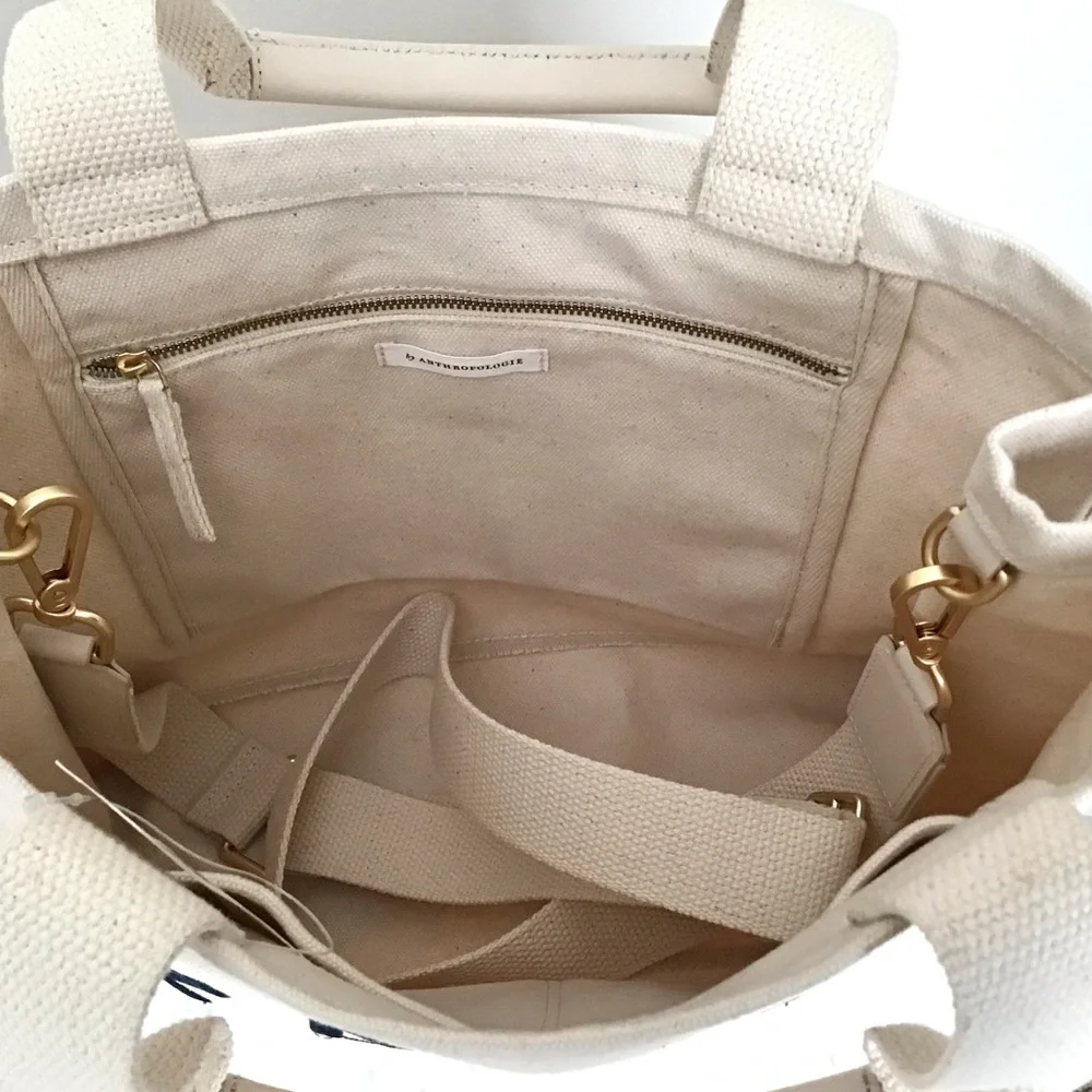 Anthropologie Canvas City Tote Bag Crossbody Satchel Paris New With Tag - Picture 8 of 11